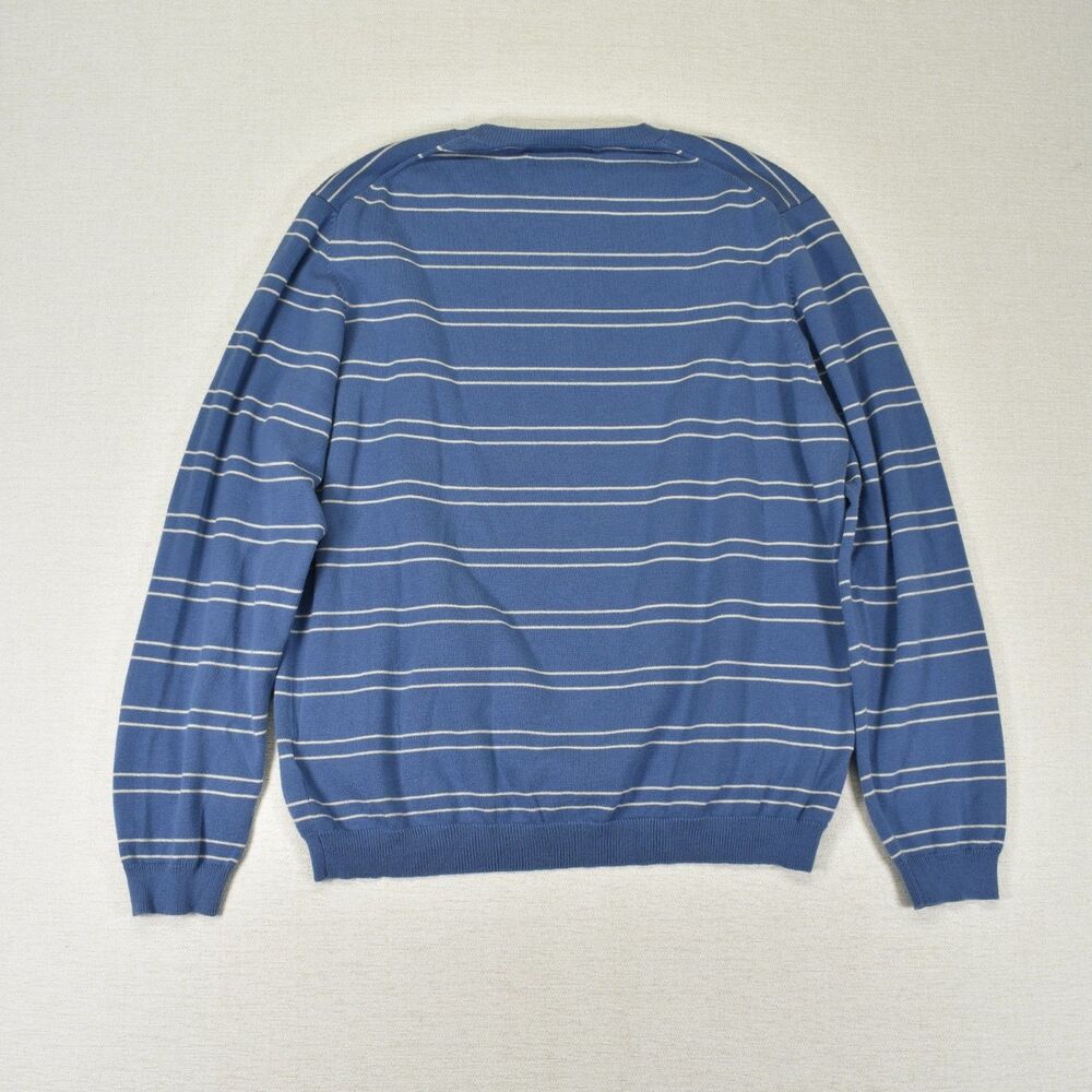 Vintage Eddie Bauer Mens Stretch Pima Cotton Blue Striped Crew Neck Sweater M - Picture 3 of 6